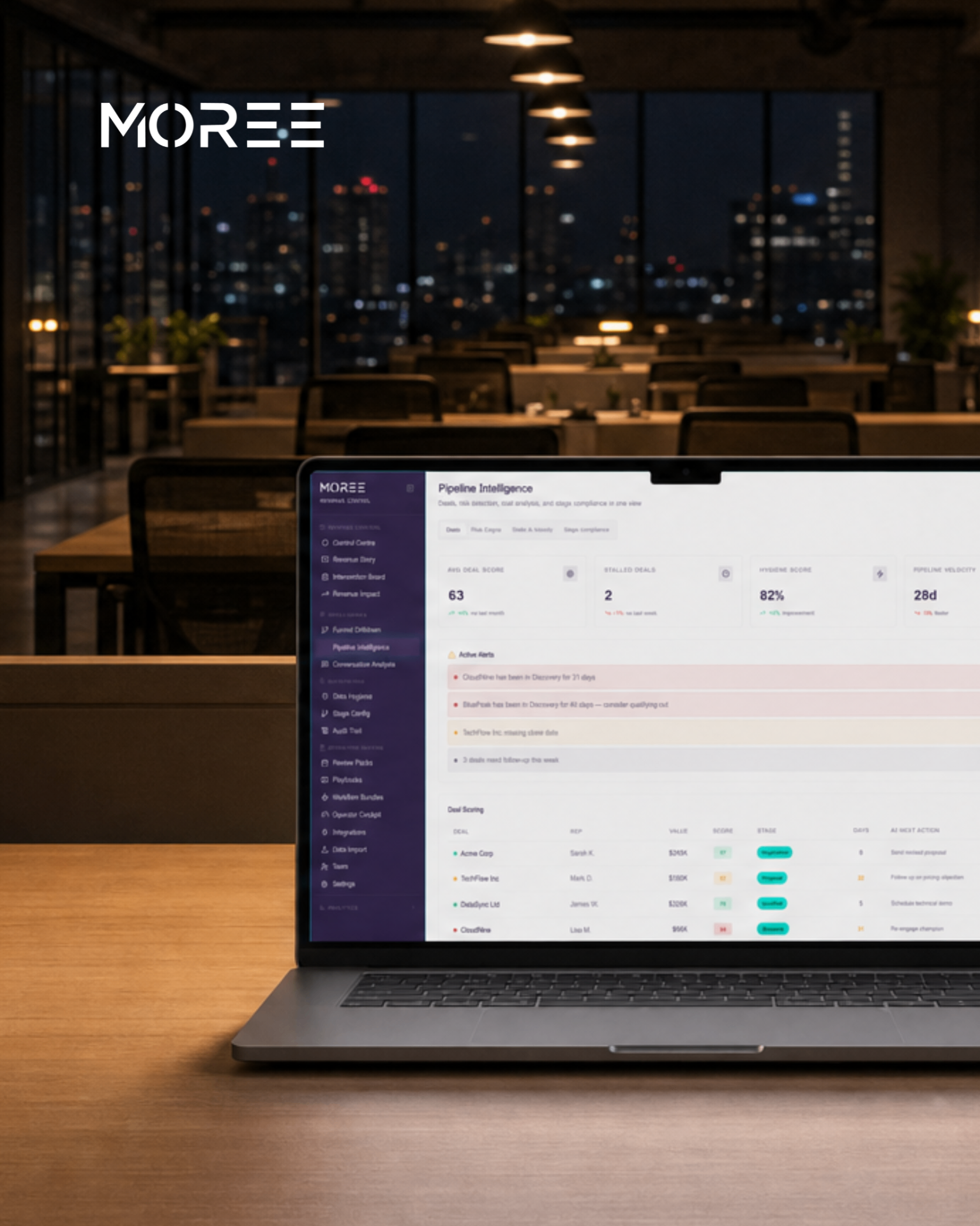 Moree dashboard on laptop